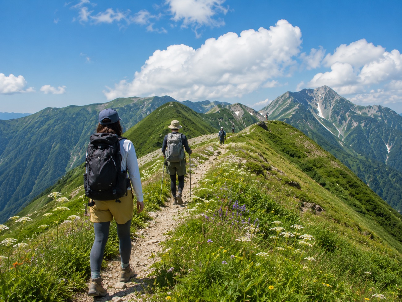 日帰り登山の稜線